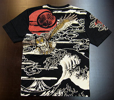 和柄半袖Ｔシャツ　飛翔梟和柄Ｔシャツ